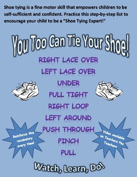 Shoe Tying Guide for Parents by Watch Learn Do | TPT