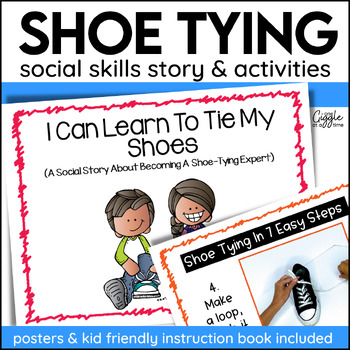 Preview of Shoe Tying Club Social Story How To Cooperative Learning Activities Tying Shoes