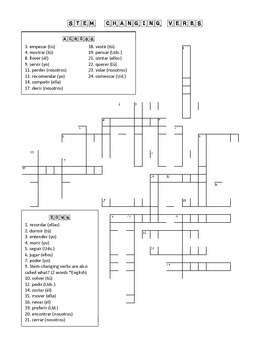 Shoe Verb Crossword Puzzle by Hey Miss Senorita Black TpT