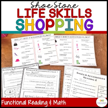 Preview of Life Skills Shoe Shopping Math & Functional Reading - Special Education
