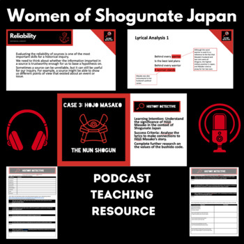 Preview of Shogunate Japan: The Nun Shogun- Podcast Resources PPT and Worksheet