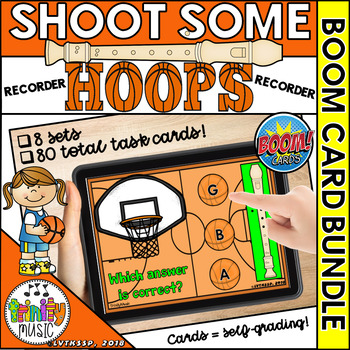 Preview of Shoot Some Hoops Basketball Cards - Recorder Bundle (Distance Learning on Boom)