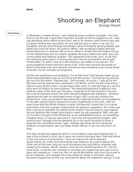 shooting an elephant essay prompt