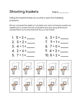 Preview of Shooting basket math with counters (laminate)