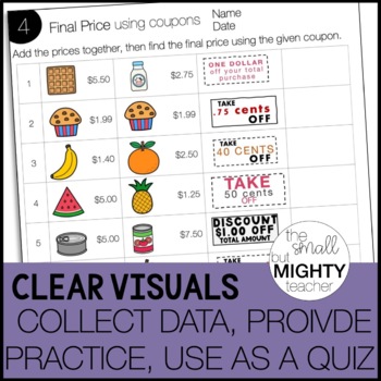 Shop with Coupon Worksheets
