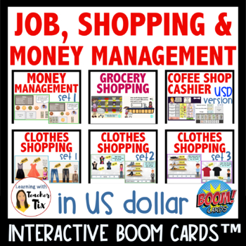 Preview of Shopping, Budgeting, Prevocational, Vocational, Life skills Boom Cards