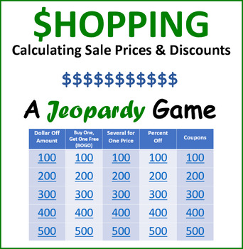 Preview of Shopping - Calculating Sales & Discounts - A PowerPoint Jeopardy Game
