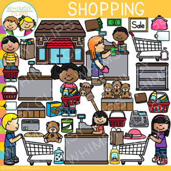 Kids Shopping Clip Art: Dramatic Play, Community, Math Theme by Whimsy ...