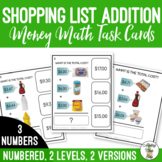 Shopping List Addition (3 numbers) Task Cards