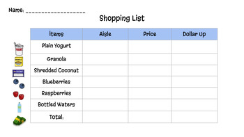 Preview of Shopping List Editable