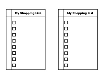 Preview of Shopping List Template