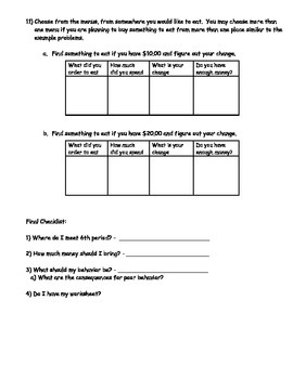 Shopping Mall Food Court Menu Worksheet; Real World Math; CBI | TpT