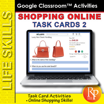 Preview of Life Skills - Shopping Online Task Cards 2: Consumer Reading Activities | GOOGLE