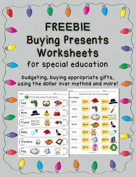 Preview of FREEBIE Shopping for Christmas Presents - Worksheets for Special Education