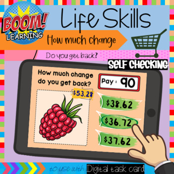 Preview of Shopping for Fruits & Vegetables - How Much Change Do You Get Back? BOOM Cards