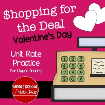 Preview of Middle School Unit Rates Valentine's Day Math Activity | Worksheets