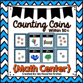 Teach Money - Coins / Change to 50 Cents - Smart Chute Style Math Center  cards