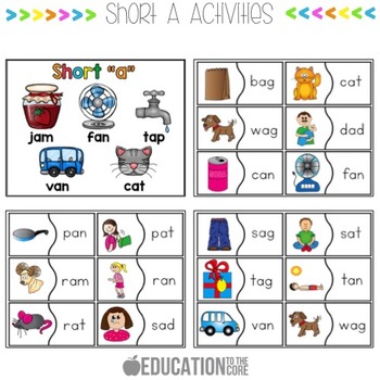 Short A Activities | Short A Worksheets by Education to the Core