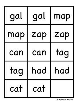 Short A CVC Matching Game by HipHollerHooray | TPT