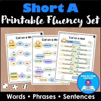 Preview of Short A CVC Reading Fluency Game Boards for Words Phrases & Sentences FREEBIE