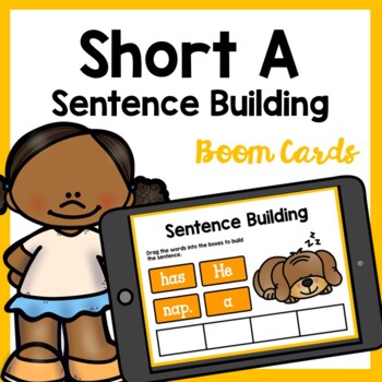 Preview of Short A CVC Sentence Building Boom Cards - Sentence Building Game