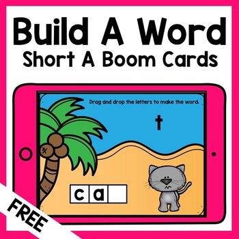 Preview of FREE Short A CVC Boom Cards | Word Building 1st Grade Phonics Boom Cards