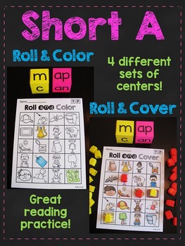 Preview of Short A CVC Words Roll Literacy Centers (Short Vowel Games)