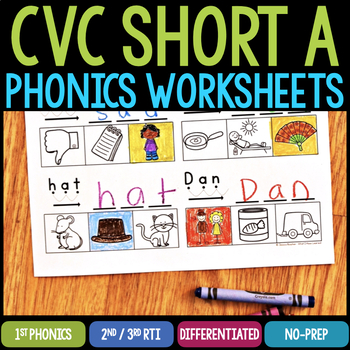 Preview of Short A CVC Words Worksheets & Activities - Word Families Phonics Blending