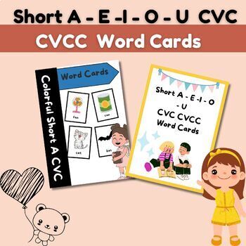 Preview of Short A - E -I - O - U CVC CVCC Word Cards CCVC - CVC Words Flashcards