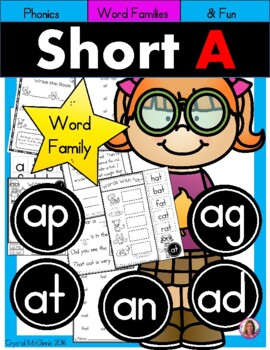 Preview of Short A Phonics Practice Printables for Word Families (at, an, ap, ag, ad)