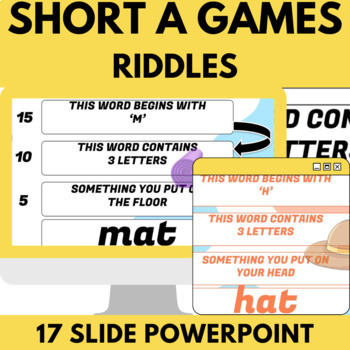 Preview of Short A Phonics Review Game | Riddle Time | Kindergarten 1st Grade Activities