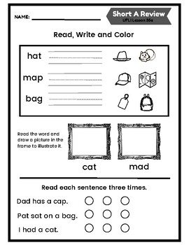 Short A Phonics Worksheet by Mrs Dawes in Primary | TPT