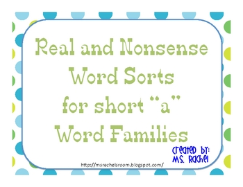 Preview of Short A Real and Nonsense Words