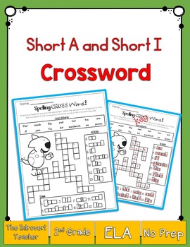 Short A Short I Crossword Puzzle by The Introvert Teacher TpT