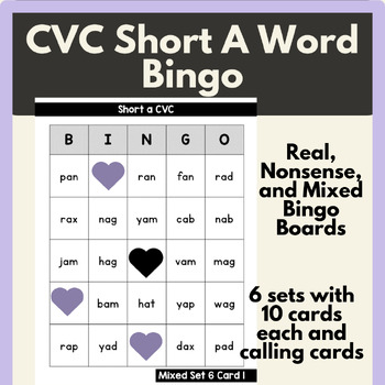 Short A Vowel CVC Words Fluency Bingo Phonics Game , Science of Reading ...