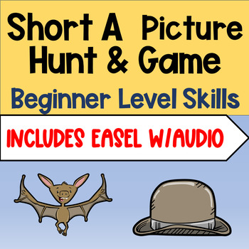 Preview of Short A Vowel Picture Hunt and Game Beginner Level & Easel w/Audio
