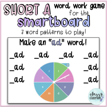 Preview of Short A Word Work Game - SMARTBOARD Game - Word Families -Phonics Word Patterns