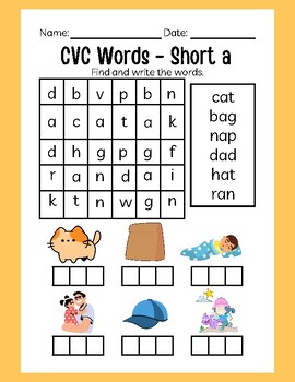 Short A cvc worksheet by Hannah Cameron | TPT