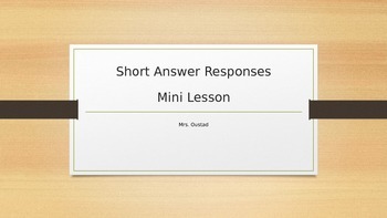 Preview of Short Answer Practice: Mini Lesson: Writing