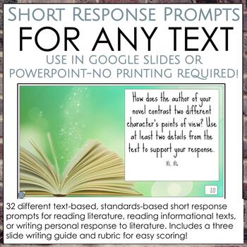 Preview of Short Answer Writing, Reading Response Prompts for Any Text