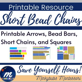 Preview of Short Bead Chains Squares and Arrows Printable Standard Size with Correct Font