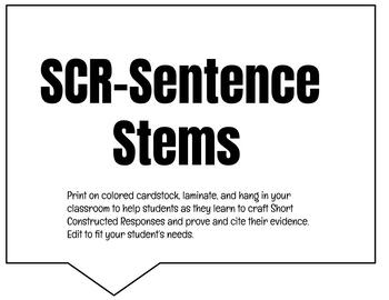 Preview of Short Constructed Response (SCR) Sentence Stems