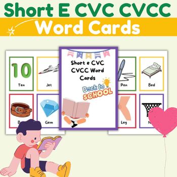 Preview of Short E CVC CVCC Word Cards - CVC Words Flashcards