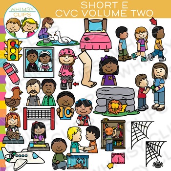 CVC Clip Art: Short E Vowel - Volume Two by Whimsy Clips | TPT