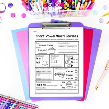 Short 'E' CVC (Word Family) Worksheets by Terrific Teaching Tactics