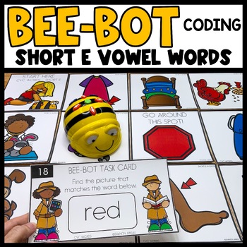 Preview of Bee Bot Printables Short Vowel E Words CVC Words with Pictures & CVCC Mat
