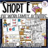 Short E - CVC word family Bundle with taskcards, worksheet