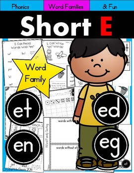 Preview of Short E Phonics Practice Printables for Word Families (et, en, ed, eg)