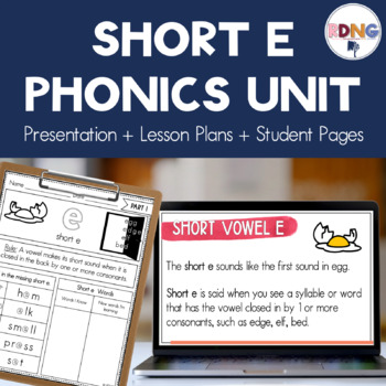 Preview of Short E Vowel Sound Phonics Unit Lesson Plans and Activities
