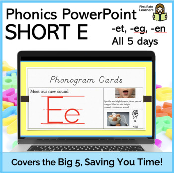 Preview of Short E Vowels (en, et, eg) 5Days Phonics Phonemic Awareness Digital PowerPoint 